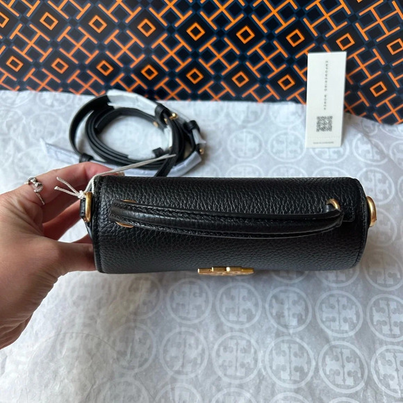 Tory Burch Britten Mini Top Handle Bag Crossbody Black Gold - Picture 4 of 10